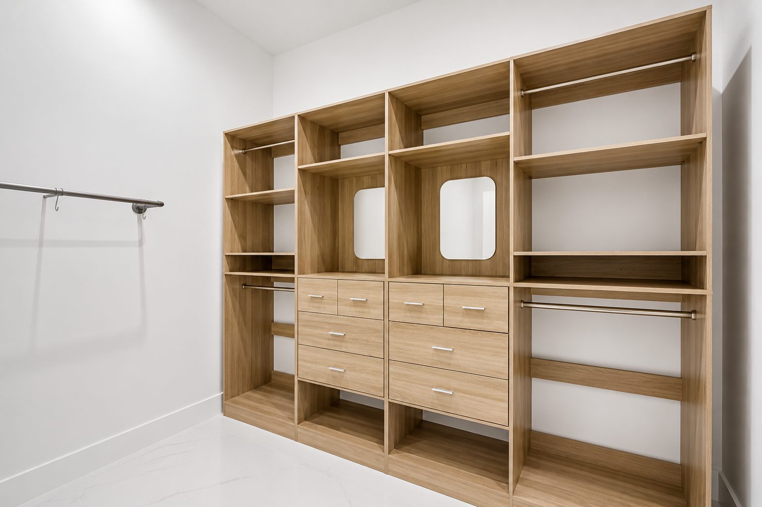 Custom walk-in closet with shelving