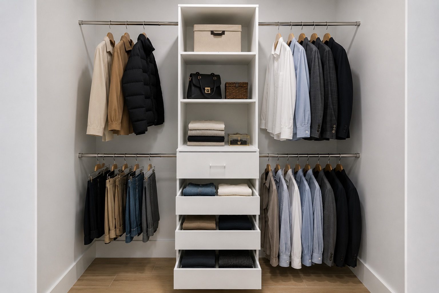 Organized walk-in closet