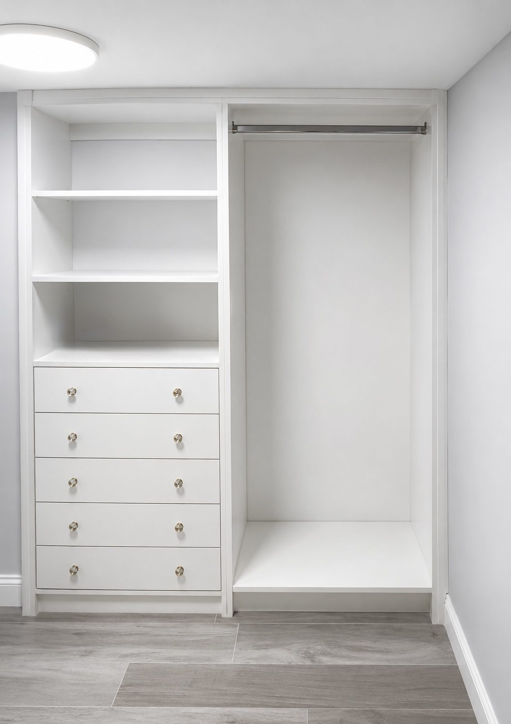 Reach-in closet with shelving