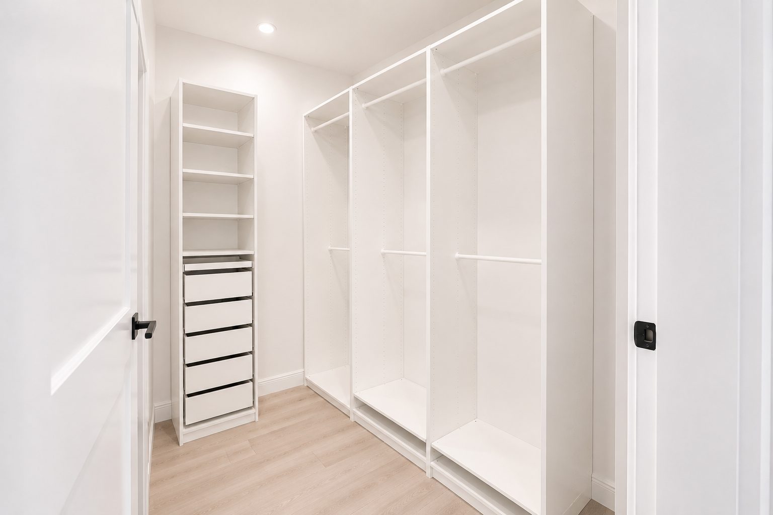 Custom closet with open shelving