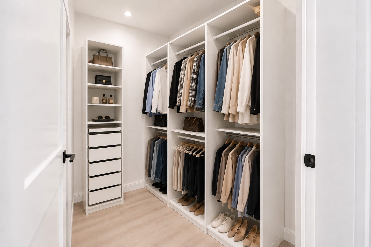 Walk-in closet with drawers